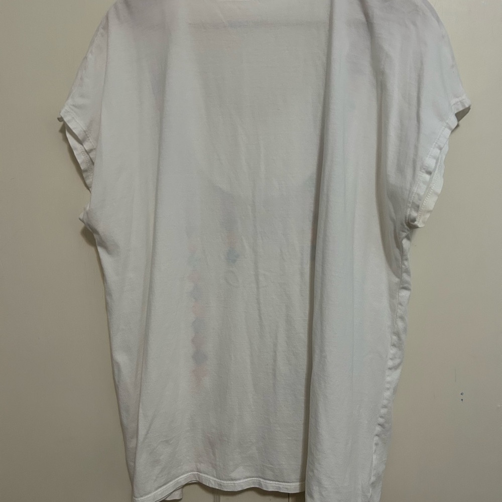 Soft Surroundings White Blue Embellished Short Sleeve Blouse - Picture 4 of 6